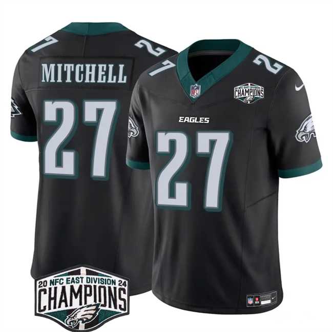 Men%27s Philadelphia Eagles #27 Quinyon Mitchell Black 2024 New NFC East Champions F.U.S.E. Vapor Untouchable Limited Stitched Jersey